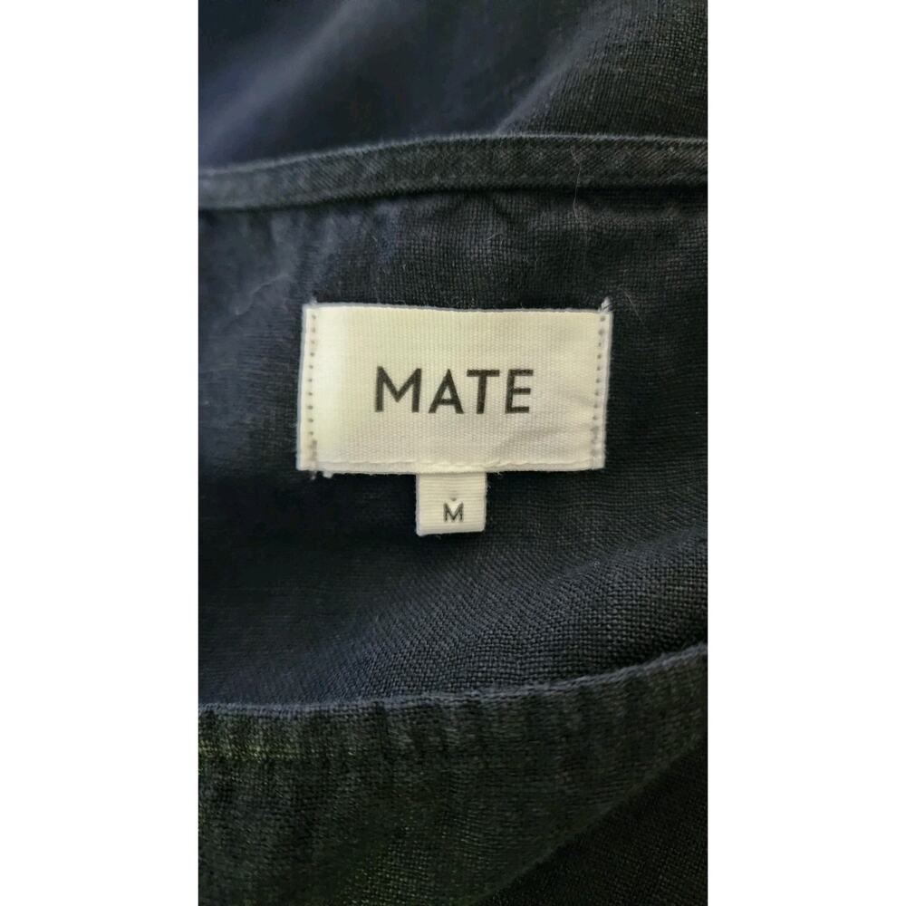 NWT MATE The Label 100% Organic Linen Sqaure Neck Mini Dress Black Size Medium - Picture 5 of 6